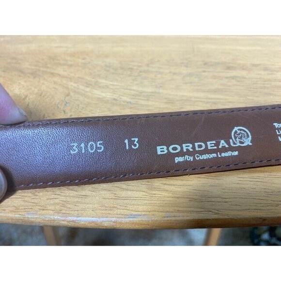 Bordeaux by Custom Leather Mens Brown Split Leather Belt Size 40 Made in Canada - Picture 5 of 11